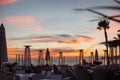 Beautiful Sunset at the Beach Cafe with Outdoor Patio Heaters in Coronado Royalty Free Stock Photo