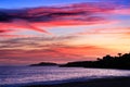 Sunset on Isla Plana beach in Cartagena, Murcia