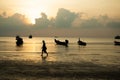 Beautiful sunset beach at koh tao southern of thailand Royalty Free Stock Photo