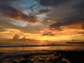 Beautiful sunset in the beach, Lampuuk, Aceh Royalty Free Stock Photo