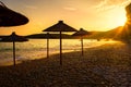 Beautiful sunset on the beach in Montenegro Royalty Free Stock Photo