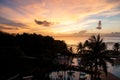 Beautiful sunset at a beach resort Royalty Free Stock Photo