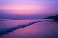 Beautiful sunset beach with sweet purple orange blue sky