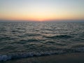 Beautiful sunset on the beach in Thailand. Sun, sky, sea, waves and sand Royalty Free Stock Photo