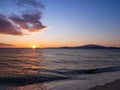 Beautiful sunset on the beaches of Kavala, Greece