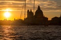 Sunset behind the Church of Madonna Della Salute in Venice Royalty Free Stock Photo