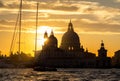 Sunset behind the Church of Madonna Della Salute in Venice Royalty Free Stock Photo