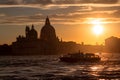 Sunset behind the Church of Madonna Della Salute in Venice Royalty Free Stock Photo