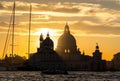 Sunset behind the Church of Madonna Della Salute in Venice Royalty Free Stock Photo