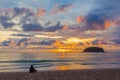 Beautiful sunset behind Pu island at Kata beach