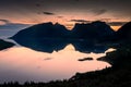 Beautiful sunset from Bergsbotn platform in Senja Island,  Norway Royalty Free Stock Photo