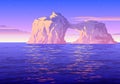 Beautiful Sunset Big Iceberg Landscape Illustration