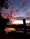 Beautiful sunset with black silhouttes