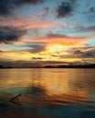 Beautiful sunset in the Brahmaputra river Royalty Free Stock Photo
