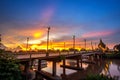 Beautiful of sunset at the Bridge over the Nan River in Phitsanulok City, Thailand.