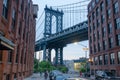 Beautiful sunset from Brooklyn brigde. New York