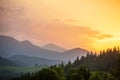 Beautiful sunset in Carpathian mountains Royalty Free Stock Photo