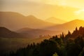 Beautiful sunset in Carpathian mountains Royalty Free Stock Photo