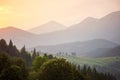 Beautiful sunset in Carpathian mountains Royalty Free Stock Photo