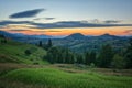 Beautiful sunset in the Carpathian mountains Royalty Free Stock Photo