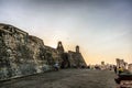 Beautiful sunset in Cartagena Castillo San Felipe