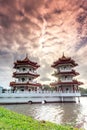 Beautiful Sunset at Chinese Garden Royalty Free Stock Photo