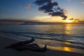 Beautiful Sunset Close To Montserrat, Antigua Royalty Free Stock Photo