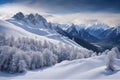 Beautiful sunset, clouds and frozen snow-capped mountains. Royalty Free Stock Photo