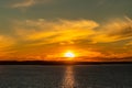 Beautiful sunset with clouds over lake Nasijarvi in Tampere, Finland Royalty Free Stock Photo