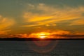 Beautiful sunset with clouds over lake Nasijarvi in Tampere, Finland Royalty Free Stock Photo