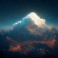 beautiful sunset cloudscape illustration, 3d rendering computer generated background AI generated Royalty Free Stock Photo