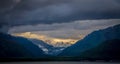 Beautiful sunset and cloudsy landscape in alaska mountains Royalty Free Stock Photo