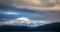 Beautiful sunset and cloudsy landscape in alaska mountains Royalty Free Stock Photo