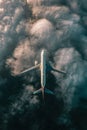 Beautiful cloudy sky from aerial view. Airplane view from above, vertical Royalty Free Stock Photo