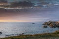 Beautiful sunset coastline in Meneham, Brittany, France Royalty Free Stock Photo