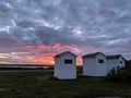 Sunset on Outhouses in Beavertail, Rhode Island