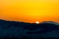 Beautiful sunset colors over the mountains Athens Royalty Free Stock Photo