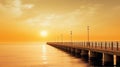 Beautiful sunset with a concrete pier leading out to sea Royalty Free Stock Photo