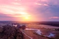 Beautiful sunset in the countryside in spring with the blazing sky Royalty Free Stock Photo