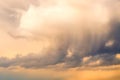 Beautiful sunset with dramatic clouds in the sky closeup Royalty Free Stock Photo