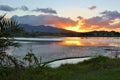 Beautiful Sunset over a lake and mountain in New Zealand Royalty Free Stock Photo