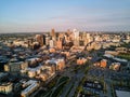 Beautiful sunset drone photo of Denver Colorado. Royalty Free Stock Photo