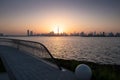Beautiful sunset in Dubai from the creek harbor Royalty Free Stock Photo