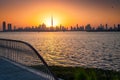 Beautiful sunset in Dubai from the creek harbor Royalty Free Stock Photo