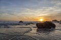 Sunset in El Matador Beach, California Royalty Free Stock Photo