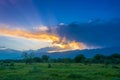 A beautiful sunset in the foothills of the Tien Shan. Royalty Free Stock Photo