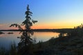 Beautiful Sunset at Frame Lake in Yellowknife, Northwest Territories, Canada Royalty Free Stock Photo
