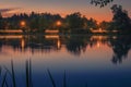 Beautiful sunset at Goettingen gravel lake Royalty Free Stock Photo