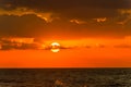 Beautiful sunset and golden twilight, and clouds over the Mediterranean Sea in Tel Aviv, Israel Royalty Free Stock Photo