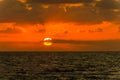 Beautiful sunset and golden twilight, and clouds over the Mediterranean Sea in Tel Aviv, Israel Royalty Free Stock Photo